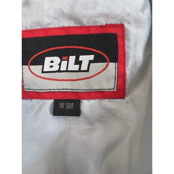 BILT Womens Leather Motorcycle Jacket With Padding sz S black white - Picture 8 of 9